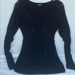 Express black open stitch sweater